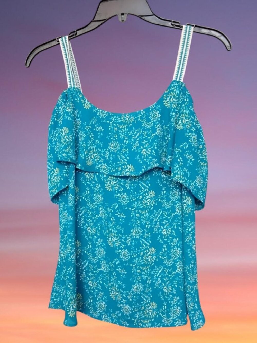 SIMPLY STYLED Floral Cold Shoulder Top Blouse - SIZE M
